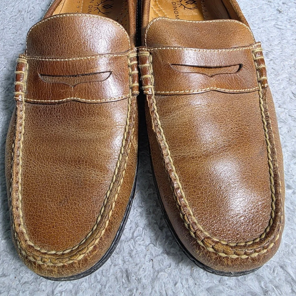 Martin Dingman Bill Penny Loafers Brown‎ Leather Vibram Sole Mens 12M Good